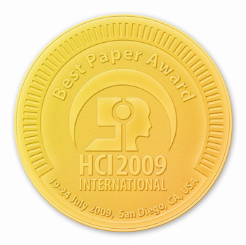 HCI International 2009 Best Paper Award. Details in text following the image.