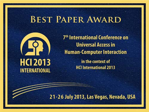 Universal Access in Human-Computer Interaction Best Paper Award. Details in text following the image.
