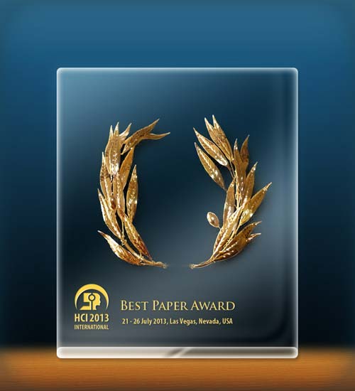 Best Paper Award, HCI International 2013, 21-26 July 2013, Las Vegas, Nevada, USA